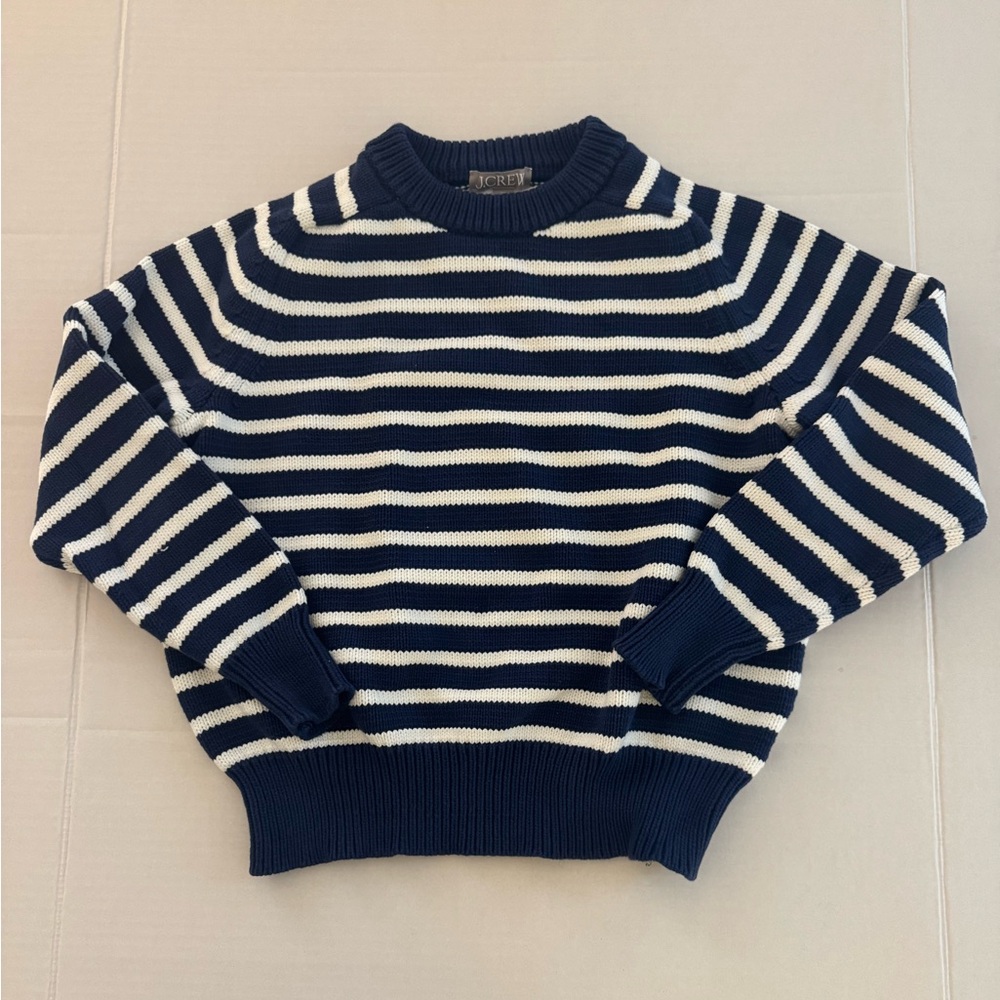 J. Crew Classic Navy and White Striped Sweater